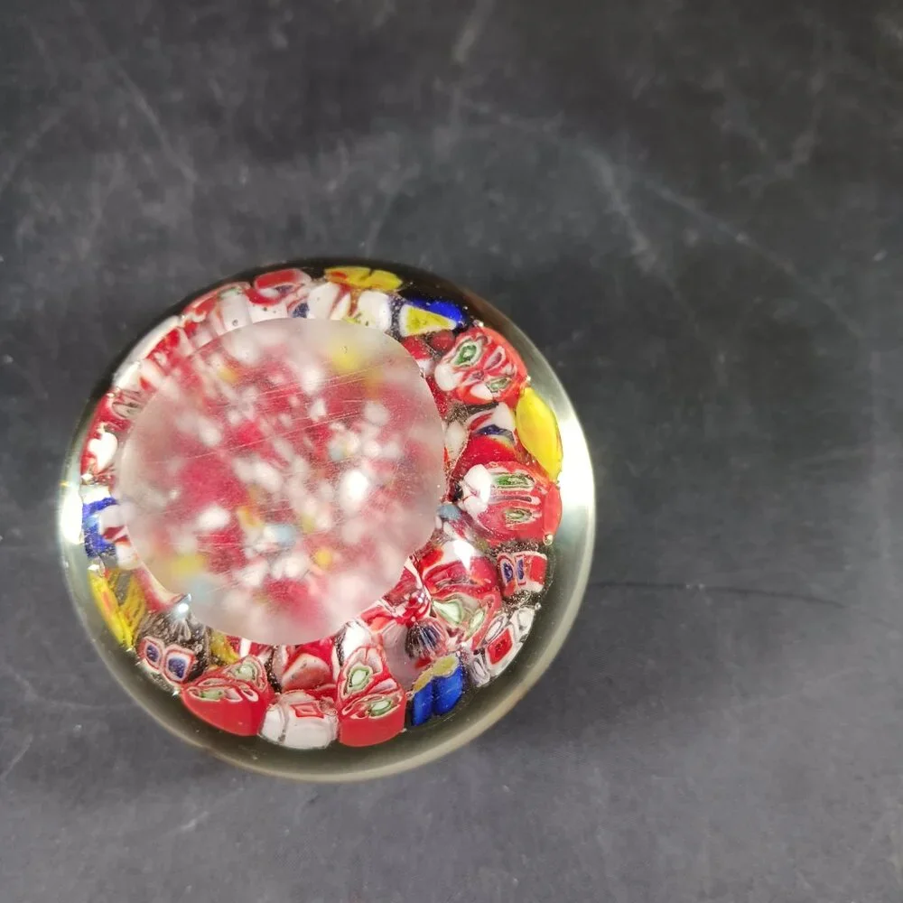 Vintage Murano Style Millefiori Italy Multicolored Cane Art Glass Paperweight